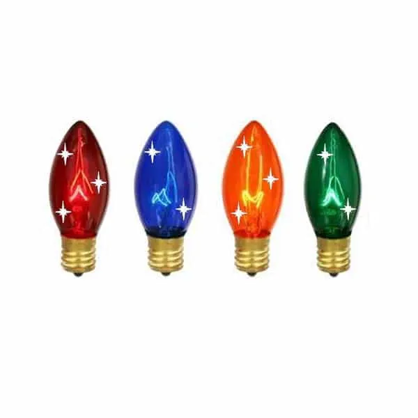 Multi C7 Transparent Twinkling Replacement Bulbs